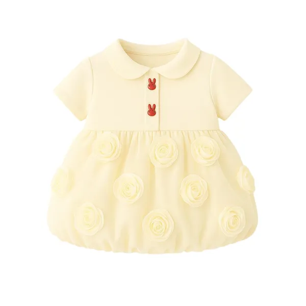 White_Trendy_&_Comfortable_Monochrom_Flower_Dresses_For_Girls