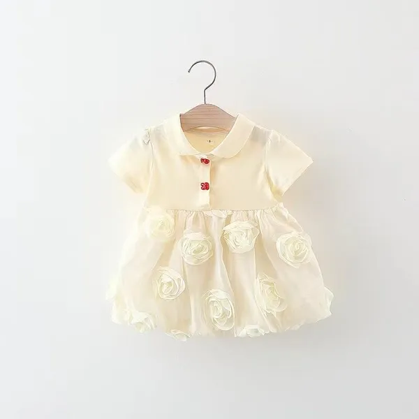 White_Trendy_&_Comfortable_Monochrom_Flower_Dresses_For_Girls