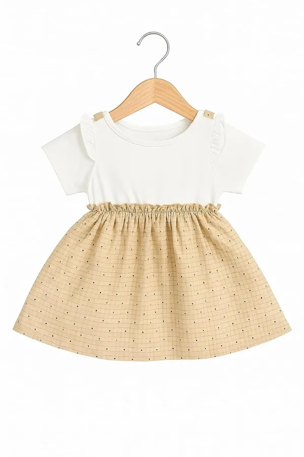 Brown_Trendy_&_Comfortable_Spotlight_Bow_Polka-Dot_Pinafore_Set_For_Girls