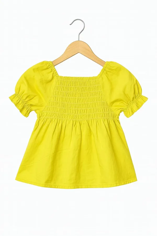 Green_Trendy_&_Comfortable_Cheerful_Smocked_Top_With_Daisy_Detail_Dress_For_Girls