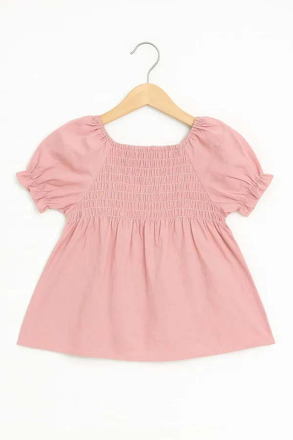 Pink_Trendy_&_Comfortable_Cheerful_Smocked_Top_With_Daisy_Detail_Dress_For_Girls