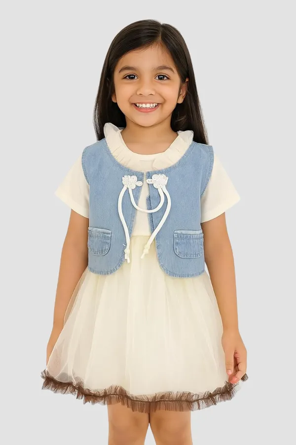 Pink_Trendy_&_Comfortable_Dreamy_Tulle_Dress_With_A_Cute_Denim_Vest_For_Girls