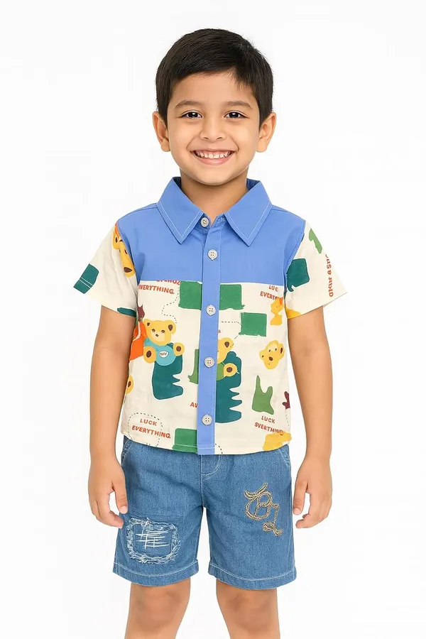 Dark_Blue_Trendy_&_Comfortable_Lucky_Bears_Shirt_&_Denim_Set_For_Boys
