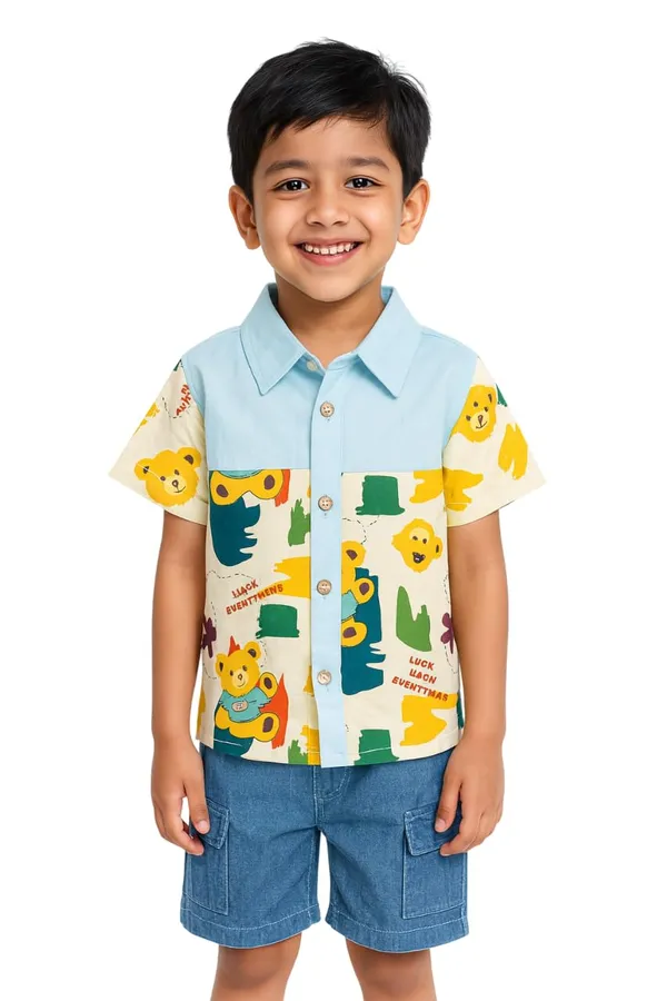Light_Blue_Trendy_&_Comfortable_Lucky_Bears_Shirt_&_Denim_Set_For_Boys