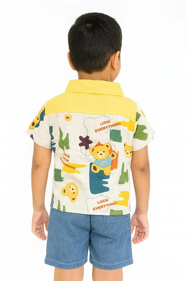 Yellow_Trendy_&_Comfortable_Lucky_Bears_Shirt_&_Denim_Set_For_Boys