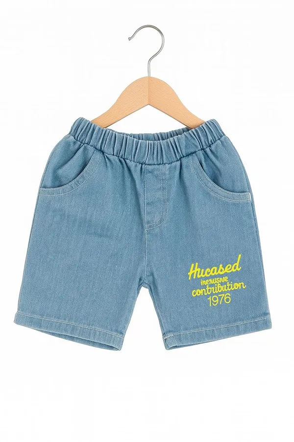 Light_Blue_Trendy_&_Comfortable_Color-Block_Cotton_Shirt_&_Denim_Shorts_Set_For_Boys