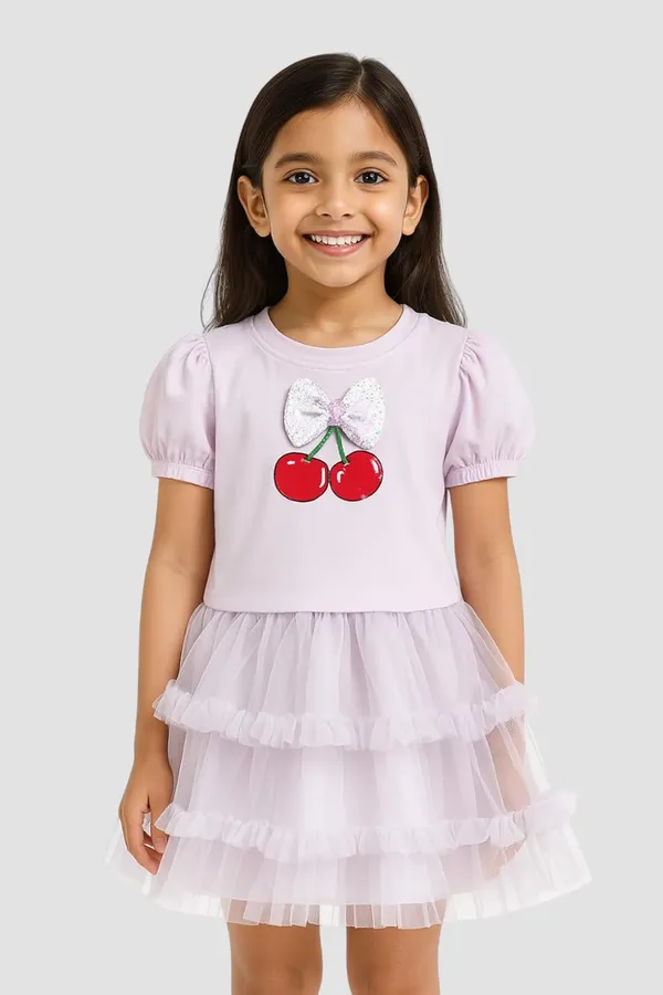 Pink_Trendy_&_Comfortable_This_Cherry-Topped_Tulle_Dress_For_Girls