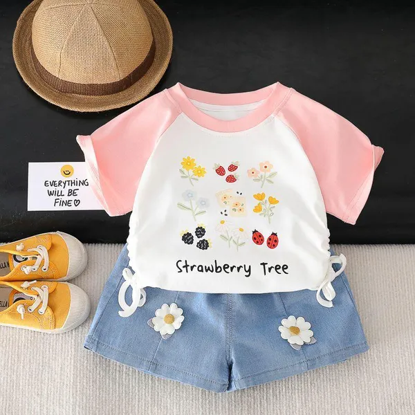 Pink_Trendy_&_Comfortable_Strawberry_Shorts_Set_For_Girls