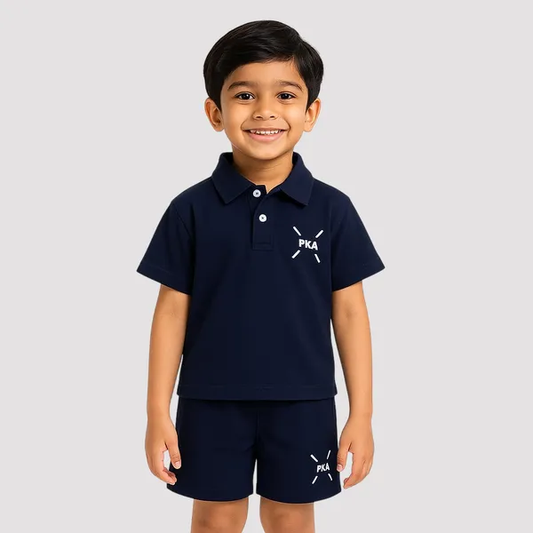 Navy_Blue_Solid_Color_Casual_Wear_Cotton_T-Shirt_&_Shorts_Set_For_Baby_Boys