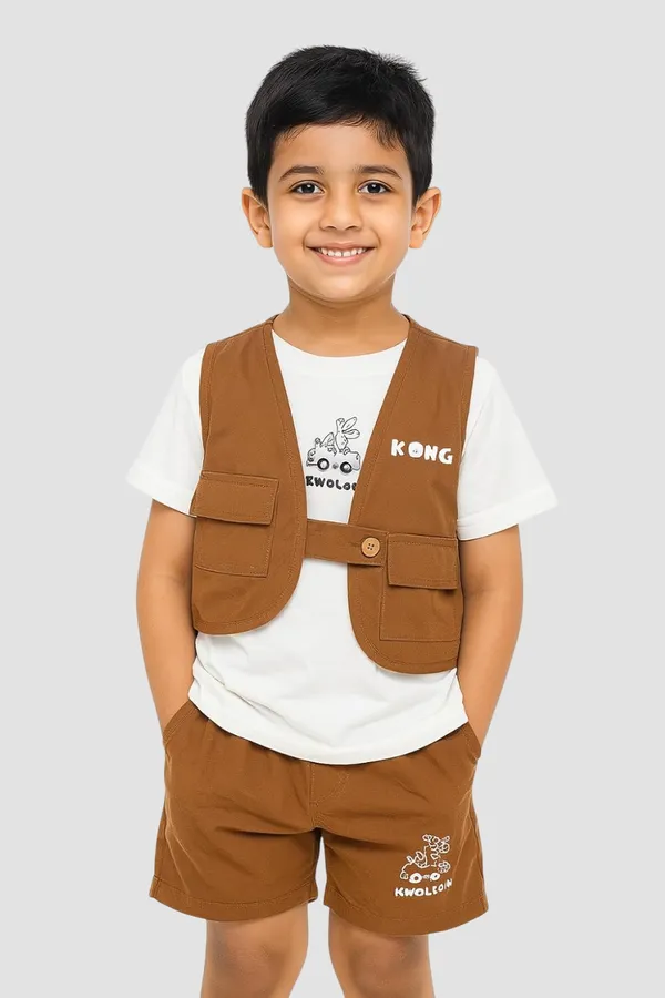 Brown_Trendy_&_Comfortable_Explorer_Vest_&_Shorts_Set_For_Boys