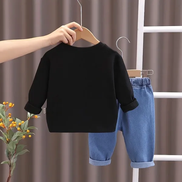 POP_STREET_KIDS_Cotton_Knit_Full_Sleeves_Smiley_Printed_Light_Winter_Sweatshirt_With_Denim_Pants_Set_-_Black