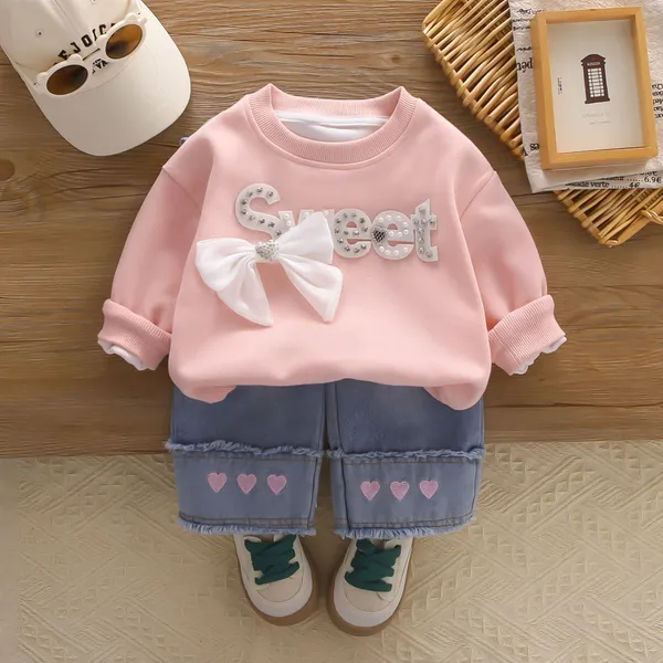 Pink_Bow_‘Sweet’_Sweatshirt_with_Denim_Pants_Set_for_Girls