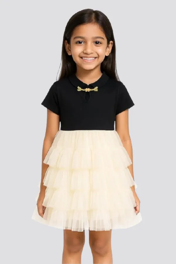 Blue_Trendy_&_Comfortable_Monochrom_Ruffle_Dresses_For_Girls