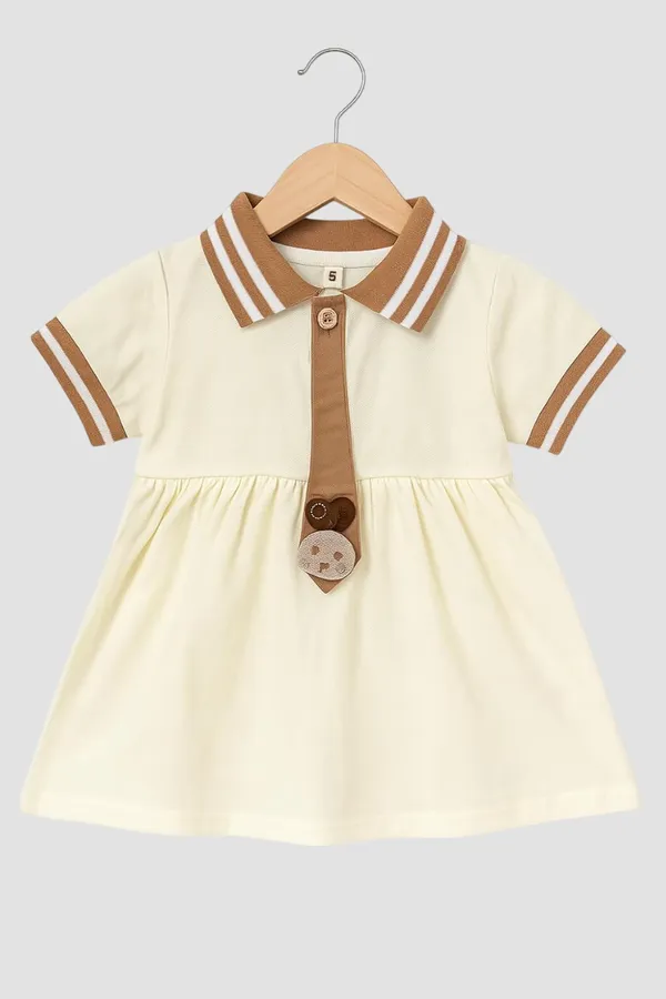 Cream_Trendy_&_Comfortable_Polo_Style_Dress_For_Girls