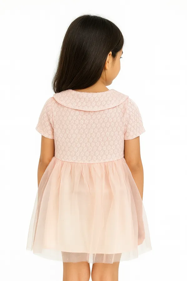Pink_Trendy_&_Comfortable_Textured_Cream_Knit_Bodice_With_Short_Sleeves_And_An_Adorable_Peter_Pan_Collar_For_Girls