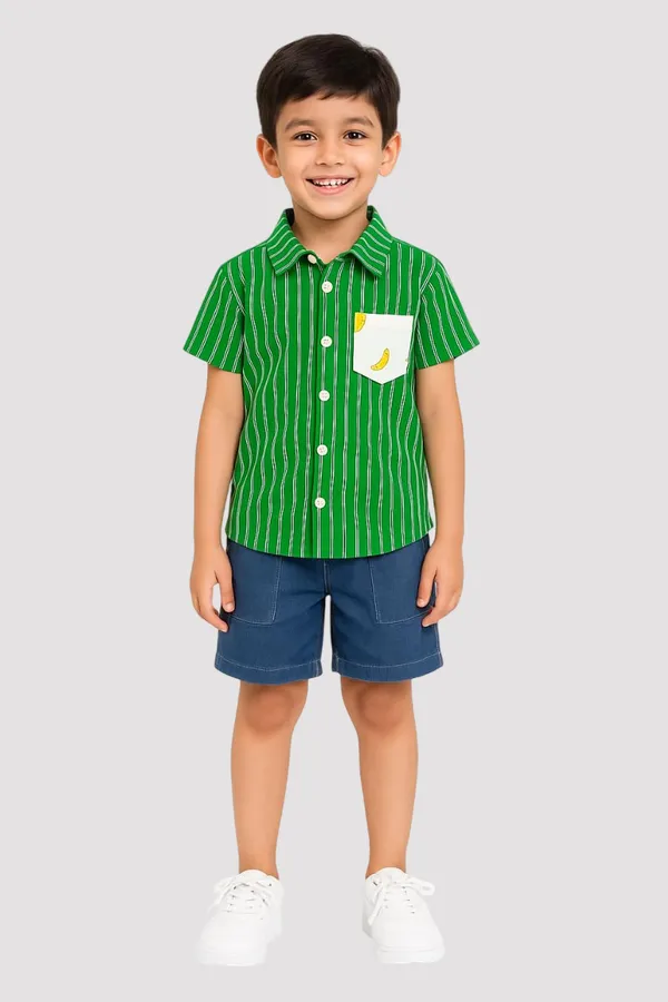Green_Trendy_&_Comfortable_Striped_Shirt_&_Shorts_Set_For_Boys