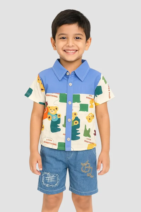 Dark_Blue_Trendy_&_Comfortable_Lucky_Bears_Shirt_&_Denim_Set_For_Boys