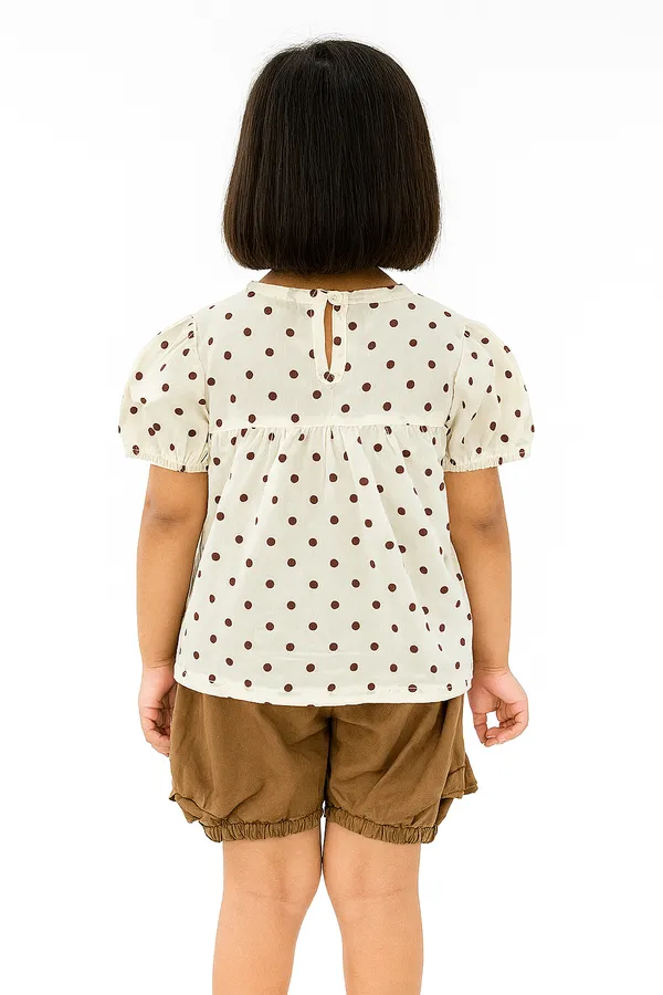 Brown_Trendy_&_Comfortable_Polka_Dot_Top_And_Shorts_Set_For_Girls