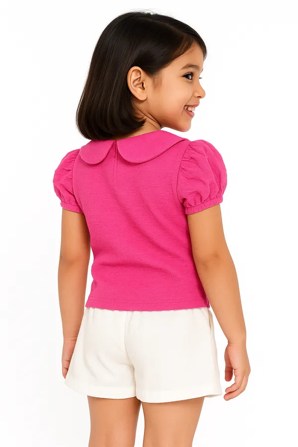 Pink_Trendy_&_Comfortable_Puff-Sleeve_Collar_Tee_&_Comfy_Cotton_Shorts_Set_For_Sunny-Day_Smiles_For_Girls