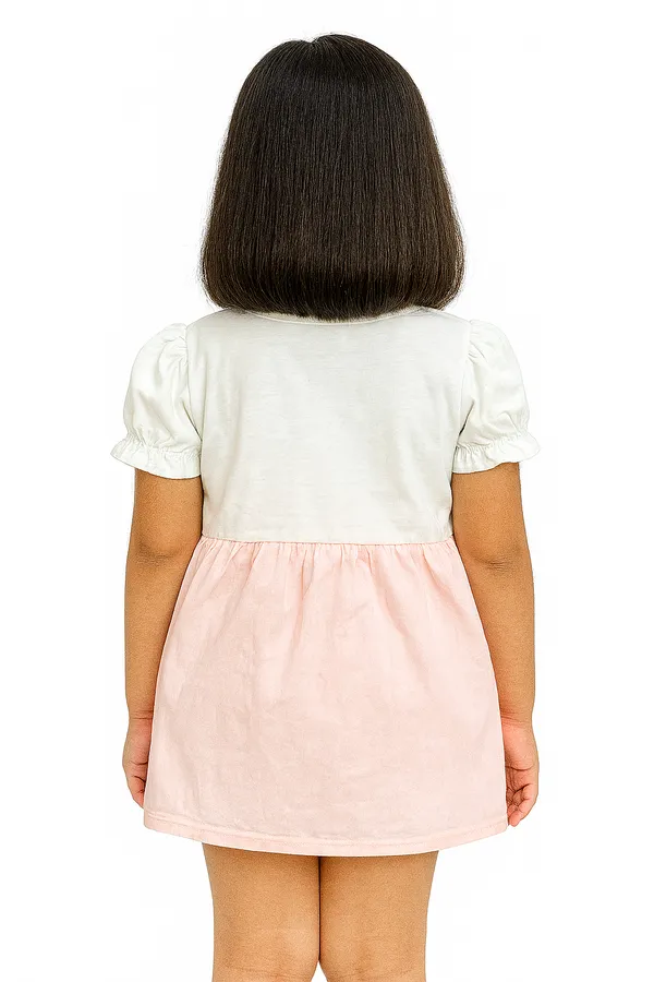 Pink_Trendy_&_Comfortable_Daisy-Strap_Pinafore_Dress_&_Puff-Sleeve_Tee_For_Girls
