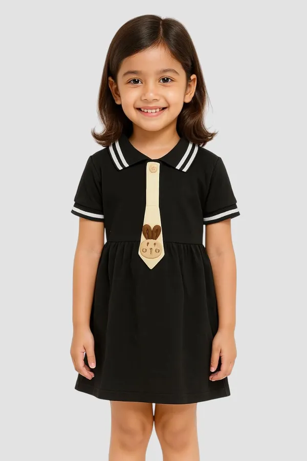 Black_Trendy_&_Comfortable_Polo_Style_Dress_For_Girls