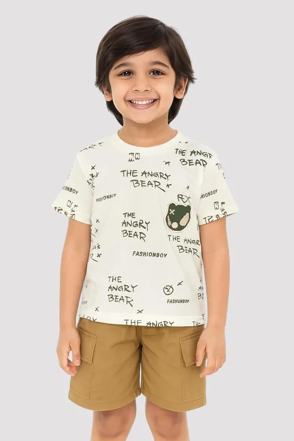 Green_Trendy_&_Comfortable_Bear_Graphic_Tee_&_Cargo_Shorts_Set_For_Boys