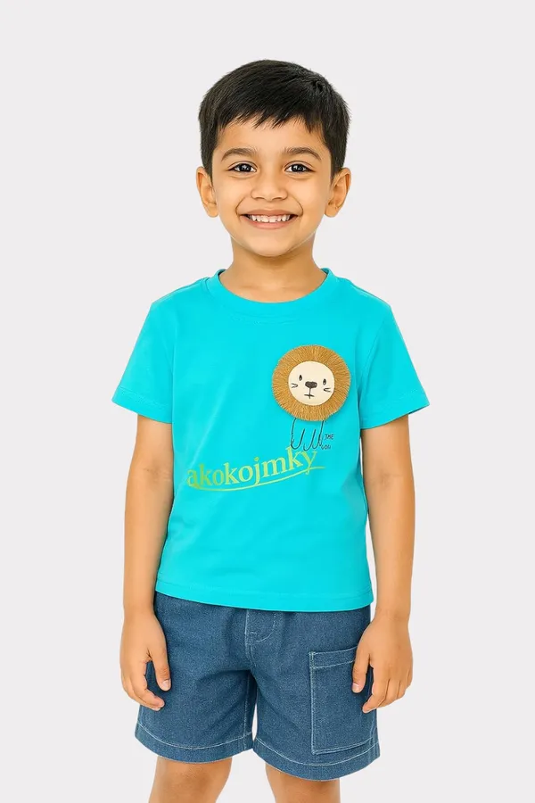 Sea_Green_Trendy_&_Comfortable_Little_King_Lion_Tee_&_Shorts_Set_For_Boys