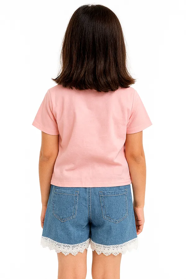 Pink_Trendy_&_Comfortable_Shirt_And_Laced_Denim_Set_For_Girls