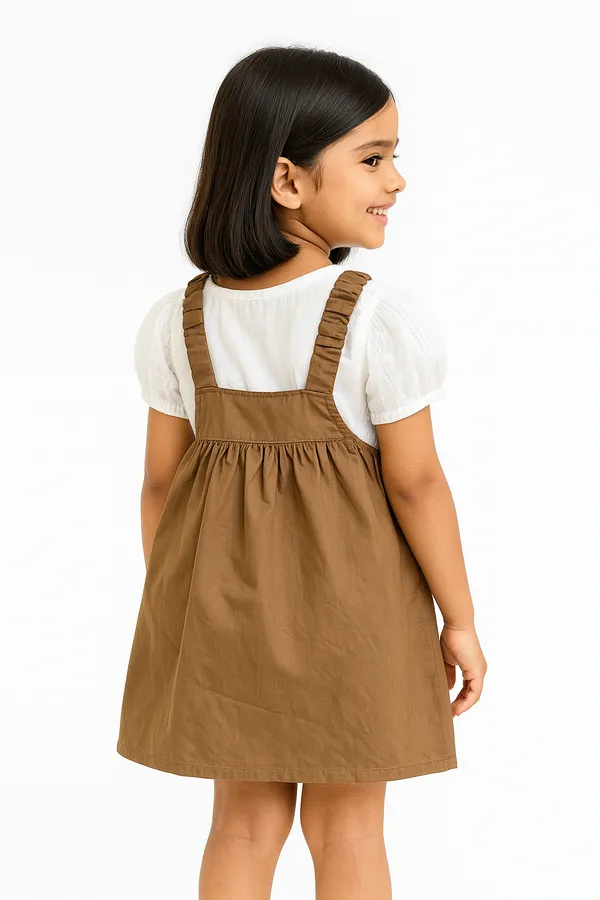 Dark_Brown_Trendy_&_Comfortable_White_Puff-Sleeve_Top_Dress_With_Eyelet_Embroidery_For_Girls