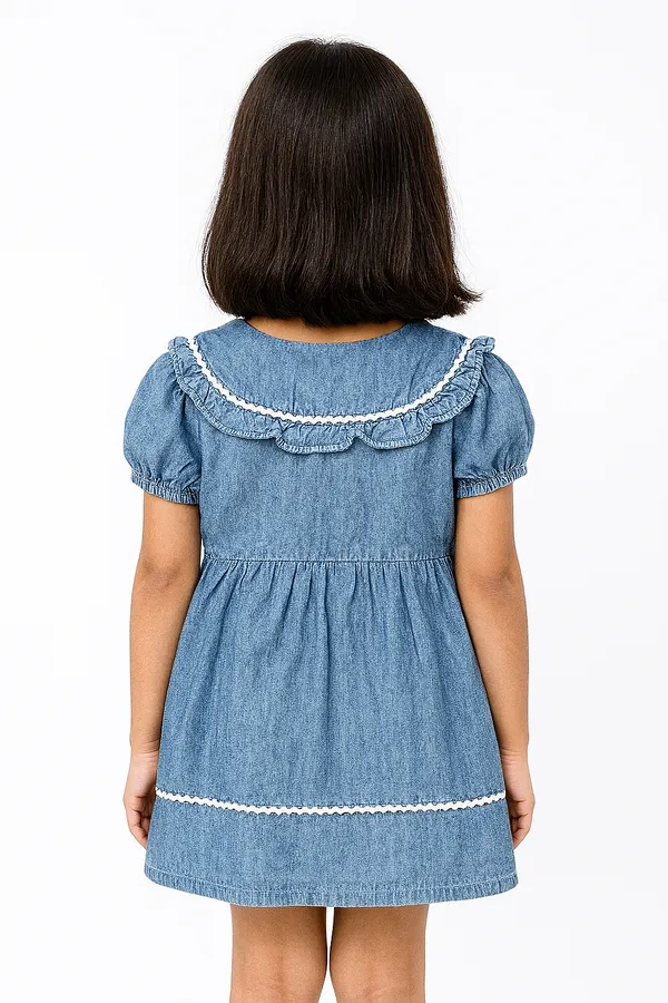 Blue_Trendy_&_Comfortable_Daisy_Trails_Embroidered_Collar_Denim_Dress_For_Girls