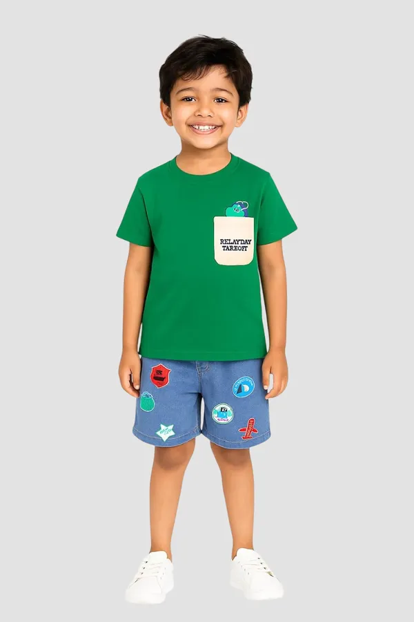 Green_Trendy_&_Comfortable_Relax_Day_Denim_Shorts_Set_For_Boys