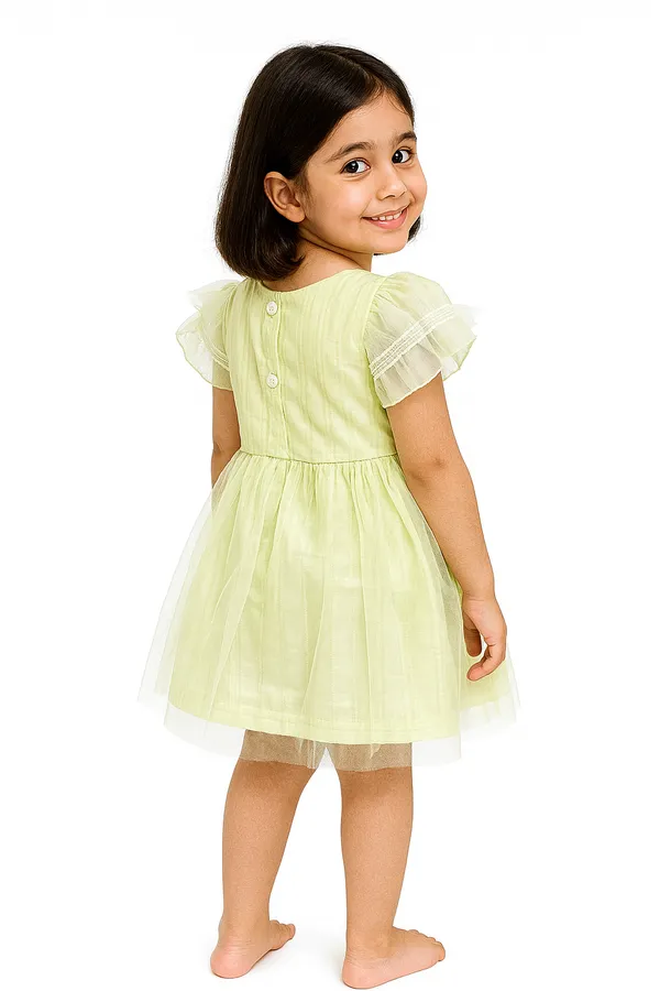 Green_Trendy_&_Comfortable_Daisy_Garland_Flutter-Sleeve_Tulle_Party_Dress_For_Girls