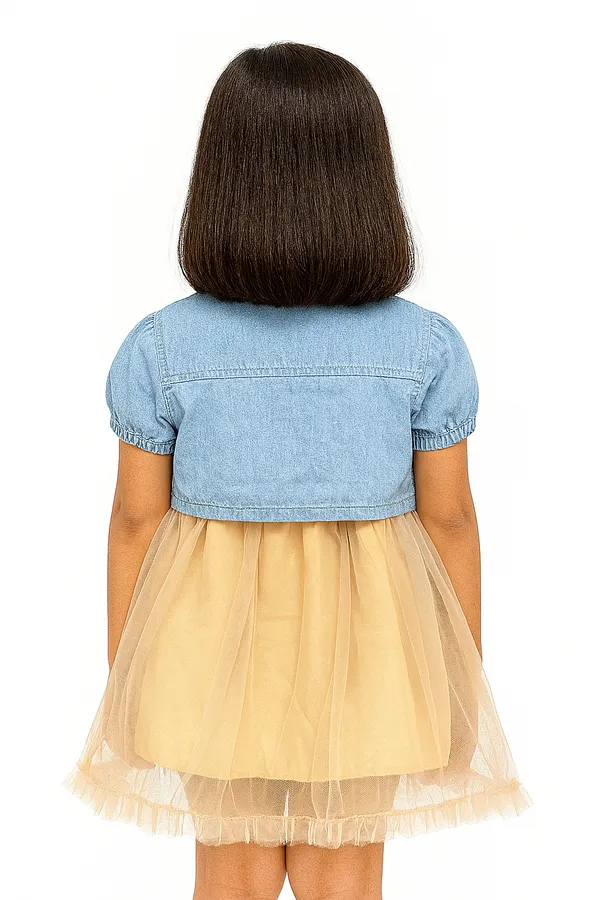 Brown_Trendy_&_Comfortable_Denim_Daydream_Cropped_Jacket_&_Tulle_Dress_Set_For_Girls