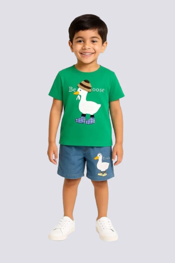 Green_Trendy_&_Comfortable_Ducking_T_Shirt_Shorts_Set_For_Boys