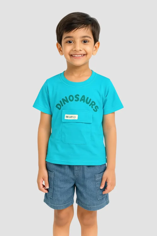 Sea_Green_Trendy_&_Comfortable_Dino_Explorer_Pocket_Tee_&_Shorts_Set_For_Boys