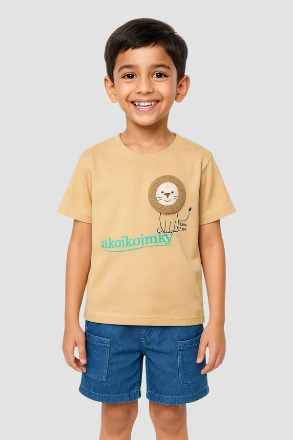 Brown_Trendy_&_Comfortable_Little_King_Lion_Tee_&_Shorts_Set_For_Boys