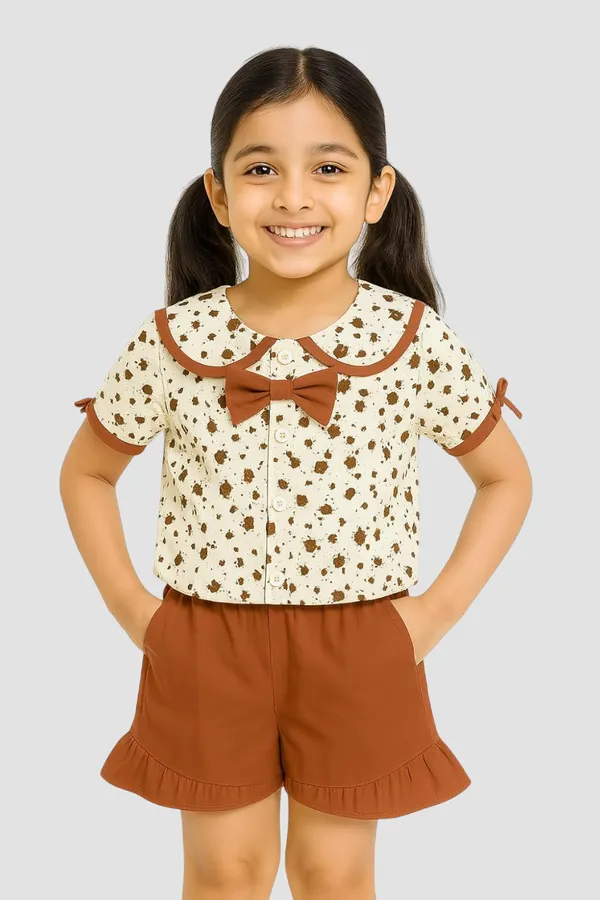 Brown_Trendy_&_Comfortable_Matching_Shorts_Set_For_Girls
