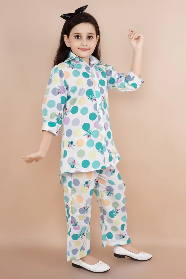 Light_Green_Printed_Polycotton_Shirt_Pant_Set_For_Girls