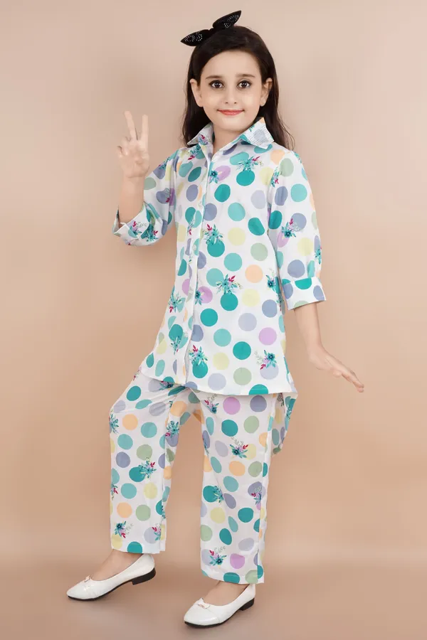 Light_Green_Printed_Polycotton_Shirt_Pant_Set_For_Girls