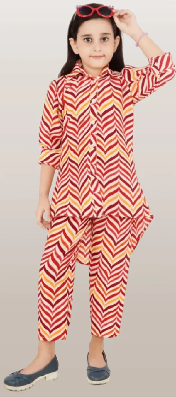 Red_Printed_Polyester_Shirt_Pant_Set_For_Girls