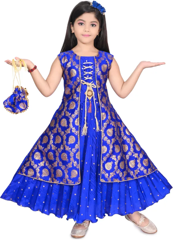 Blue_Art_Silk_Flared/A-Line_Gown_For_Kids_Girl
