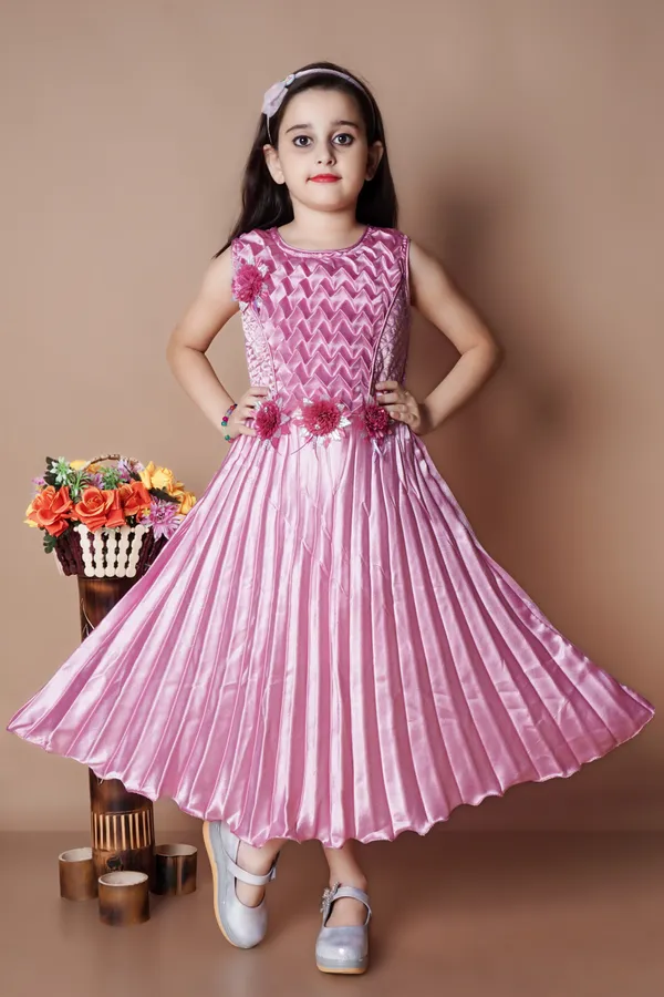 Pink_Silk_Blend_Flared/A-Line_Gown_For_Kids_Girl