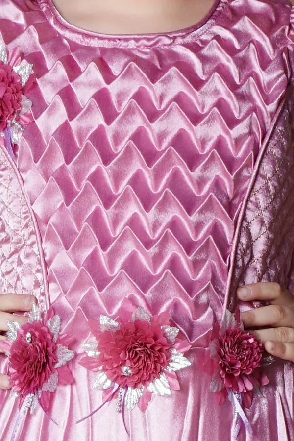 Pink_Silk_Blend_Flared/A-Line_Gown_For_Kids_Girl