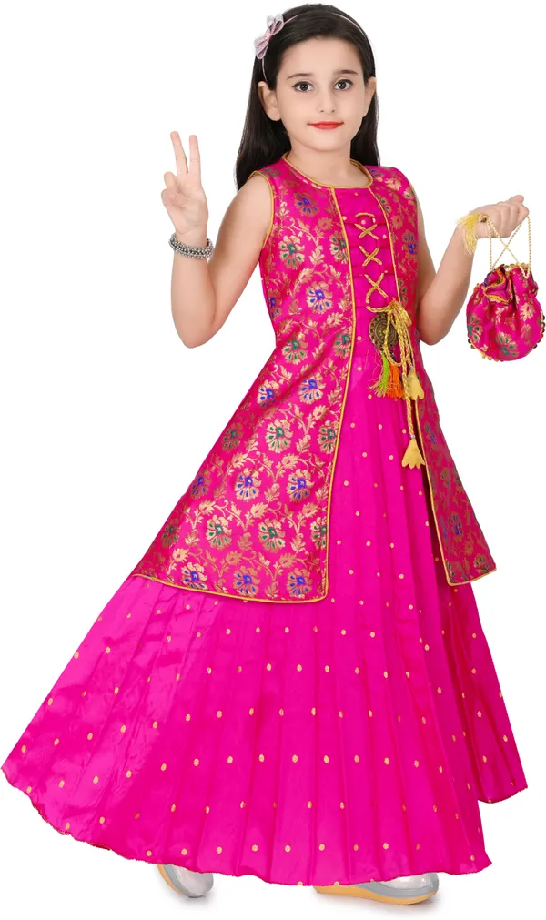 Pink_Embellished_Cotton_Silk_Gown_Handbag_Set_For_Girls