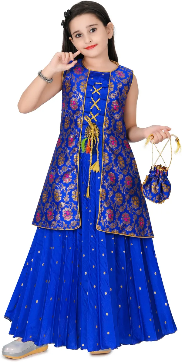 Light_Blue_Embellished_Cotton_Silk_Gown_Handbag_Set_For_Girls