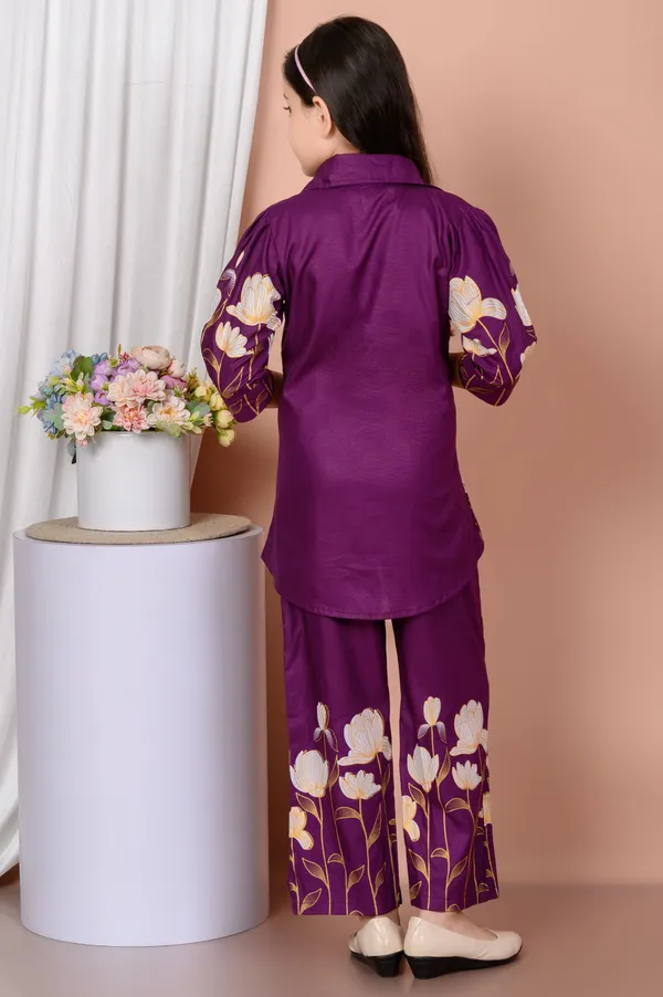 Purple_Printed_Rayon_Blend_Shirt_Pant_Set_For_Girls