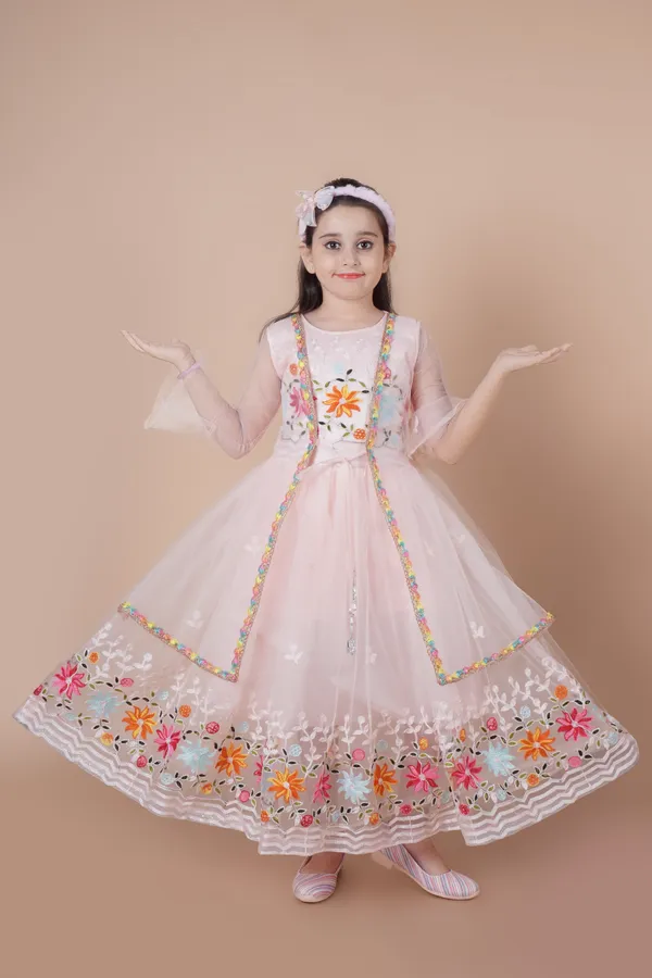 Brown_Net_Round_Neck_A-_Line_Dress_For_Girls