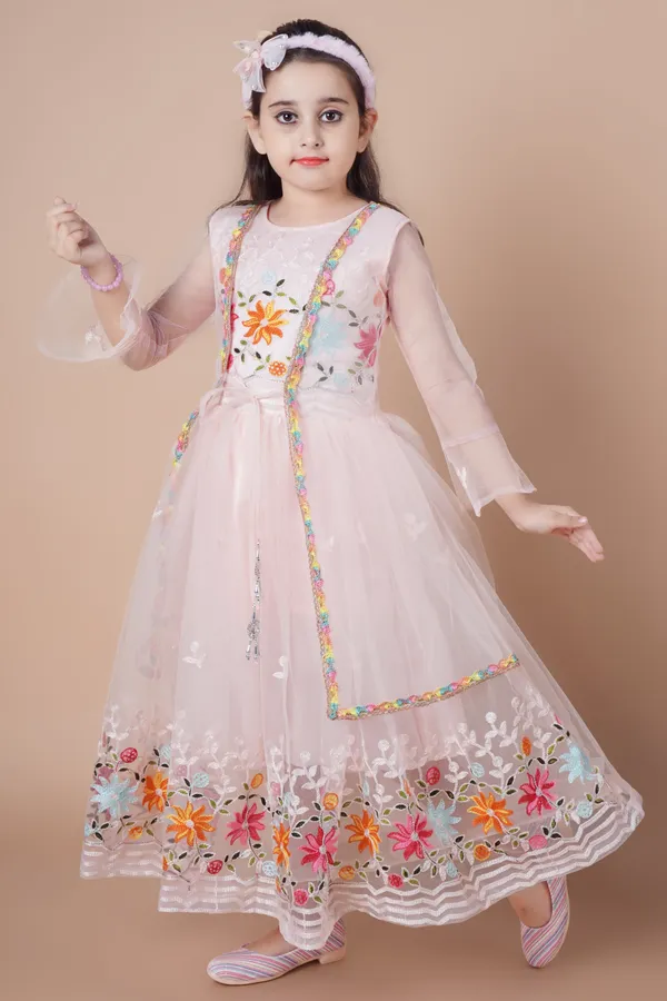 Brown_Net_Round_Neck_A-_Line_Dress_For_Girls