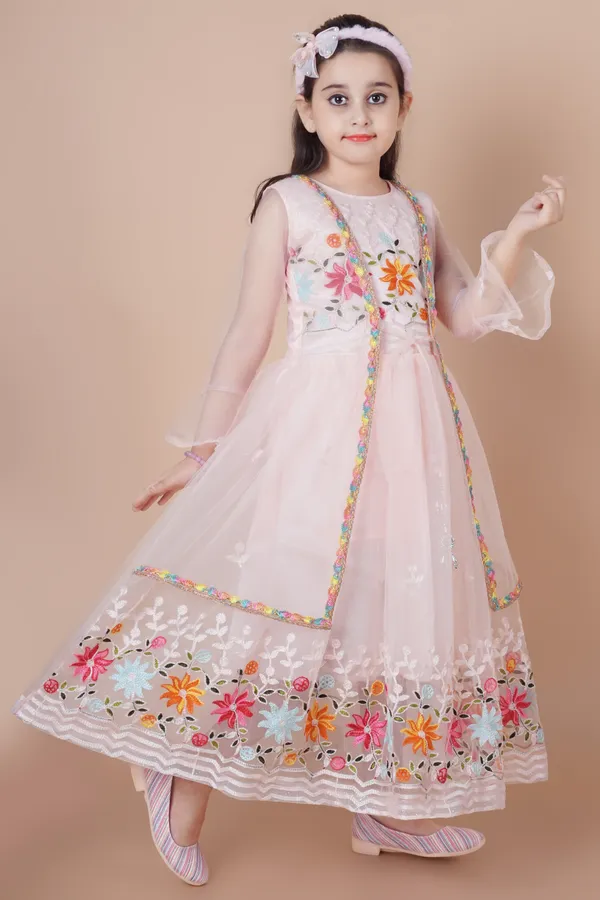Brown_Net_Round_Neck_A-_Line_Dress_For_Girls