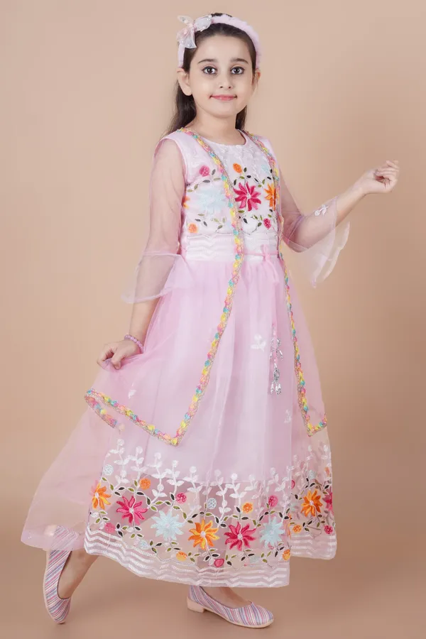 Pink_Net_Round_Neck_A-_Line_Dress_For_Girls